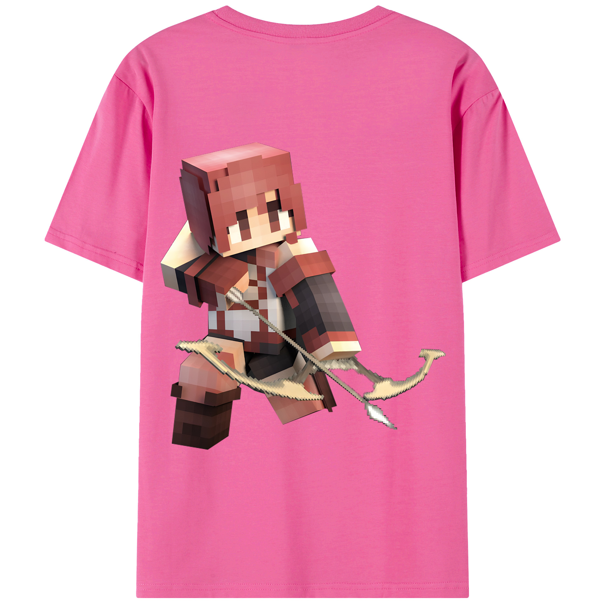 （画像用） マインクラフト ブロックの世界 Minecraft MC Block world レディース半袖Tシャツ(バックプリント)